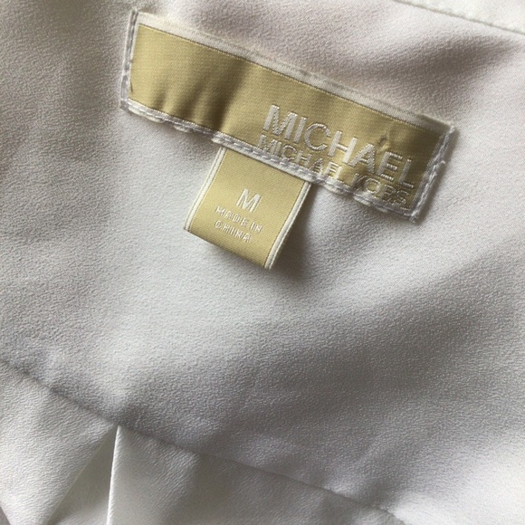 MICHAEL KORS WHITE TUXEDO BIB BLOUSE MEDIUM - Picture 9 of 16